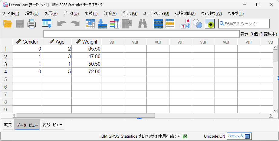 SPSSデータセットの例