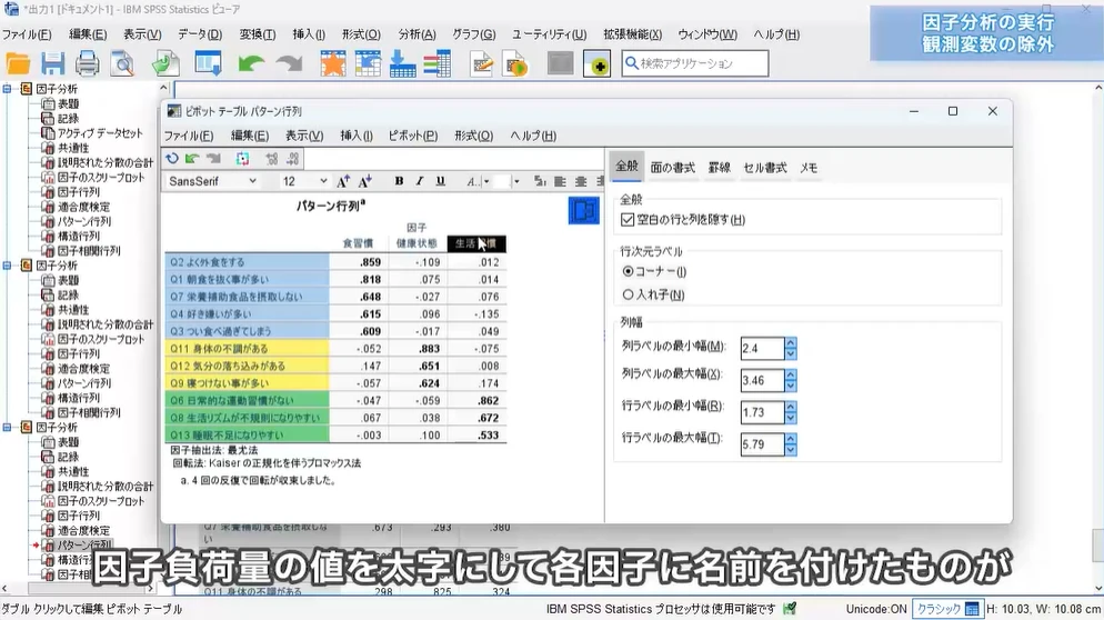 因子の解釈やネーミングの要領を丁寧に