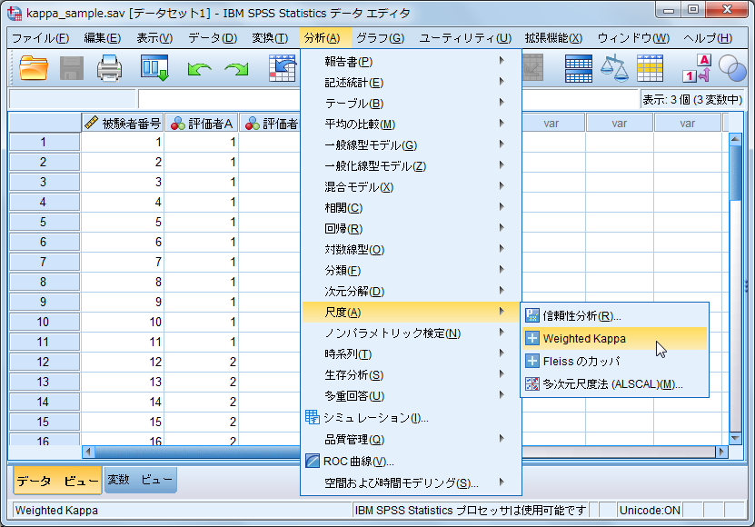 重み付けカッパ係数
